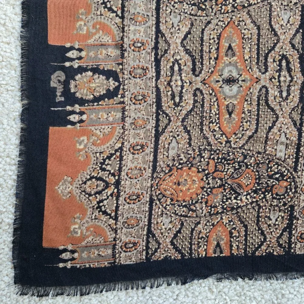Large Lightweight Wool Scarf Earth Tones